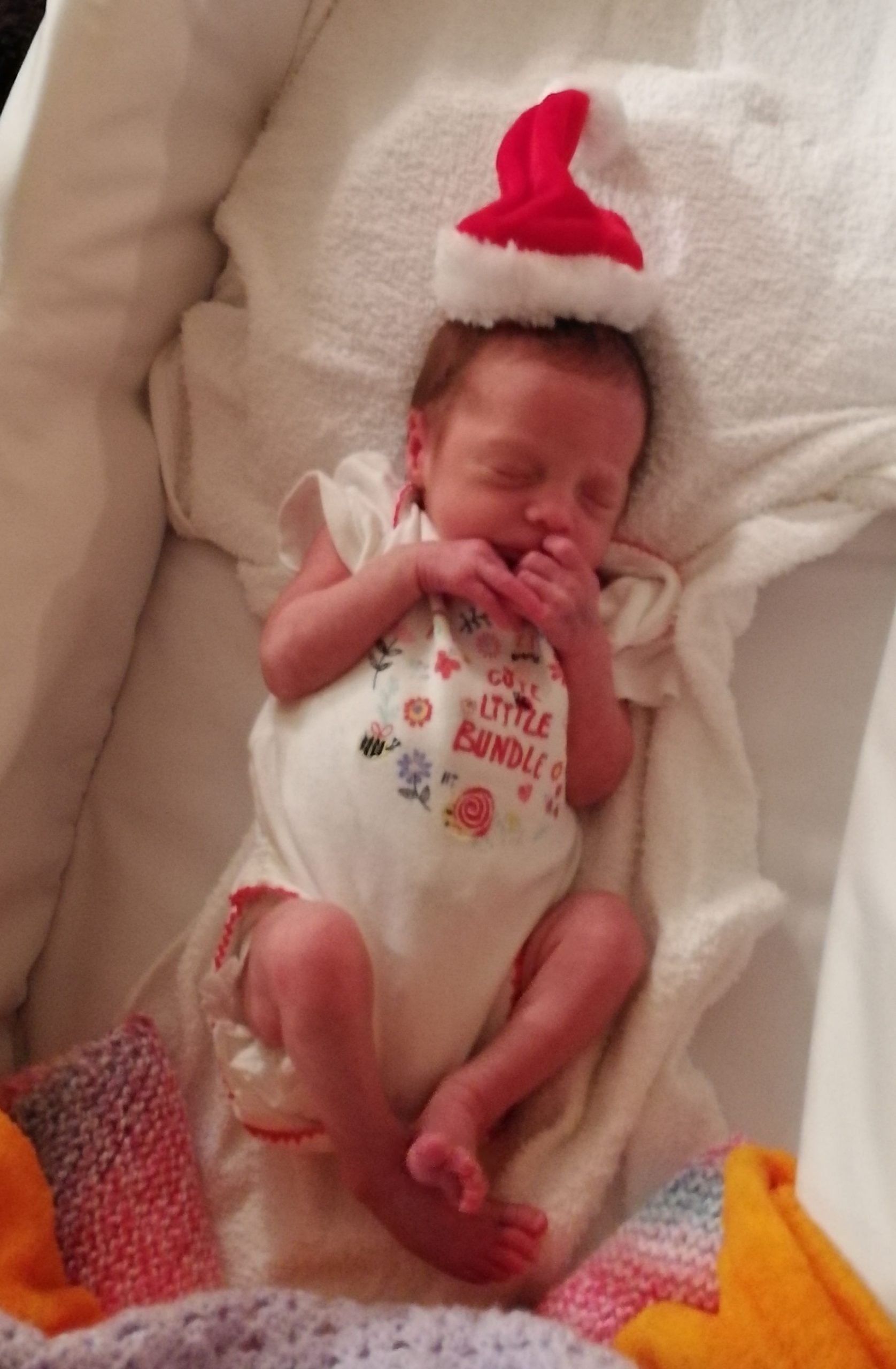 Baby Ailsa in a hospital crib in special care